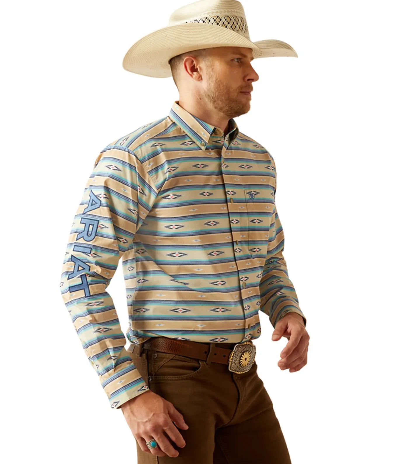 Ariat Men's Team Christian Moroccan Blue Shirt M Ariat Men's Team Christian Moroccan Blue Shirt M