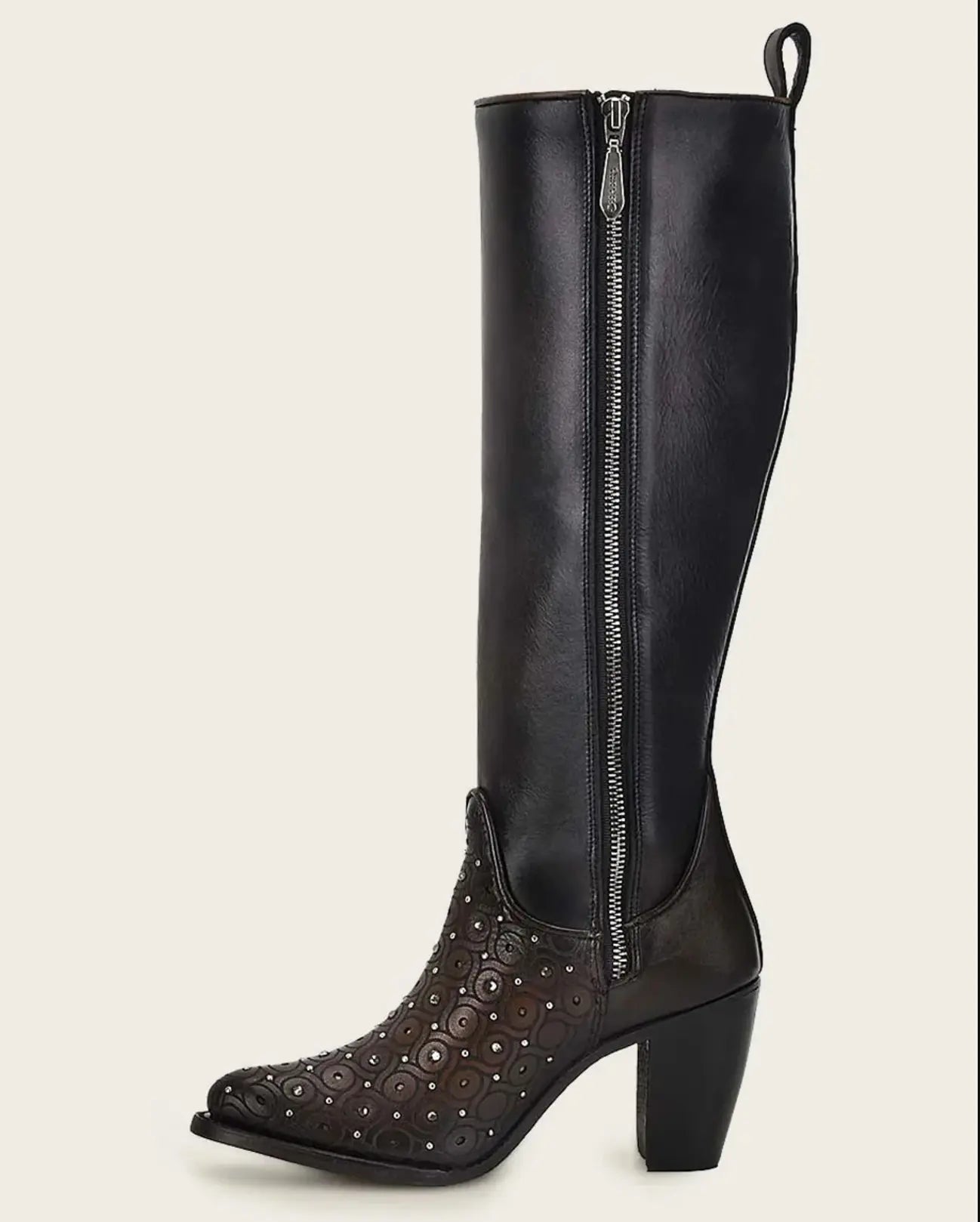 Cuadra Tall Dark Brown Boot With Crystals Cuadra