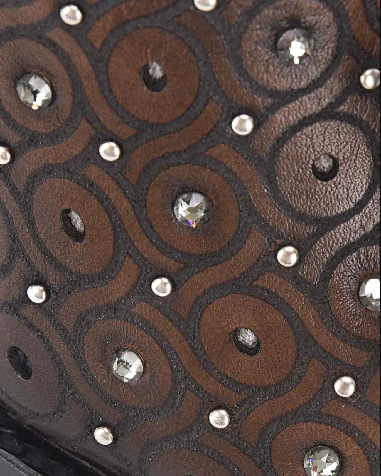 Cuadra Tall Dark Brown Boot With Crystals Cuadra