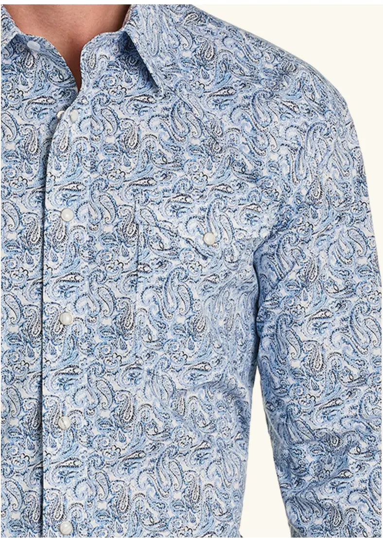 Panhandle Slim Rough Stock Paisley Blues Long Sleeve Snap Shirt Sanchez Brothers Western Wear Aurora