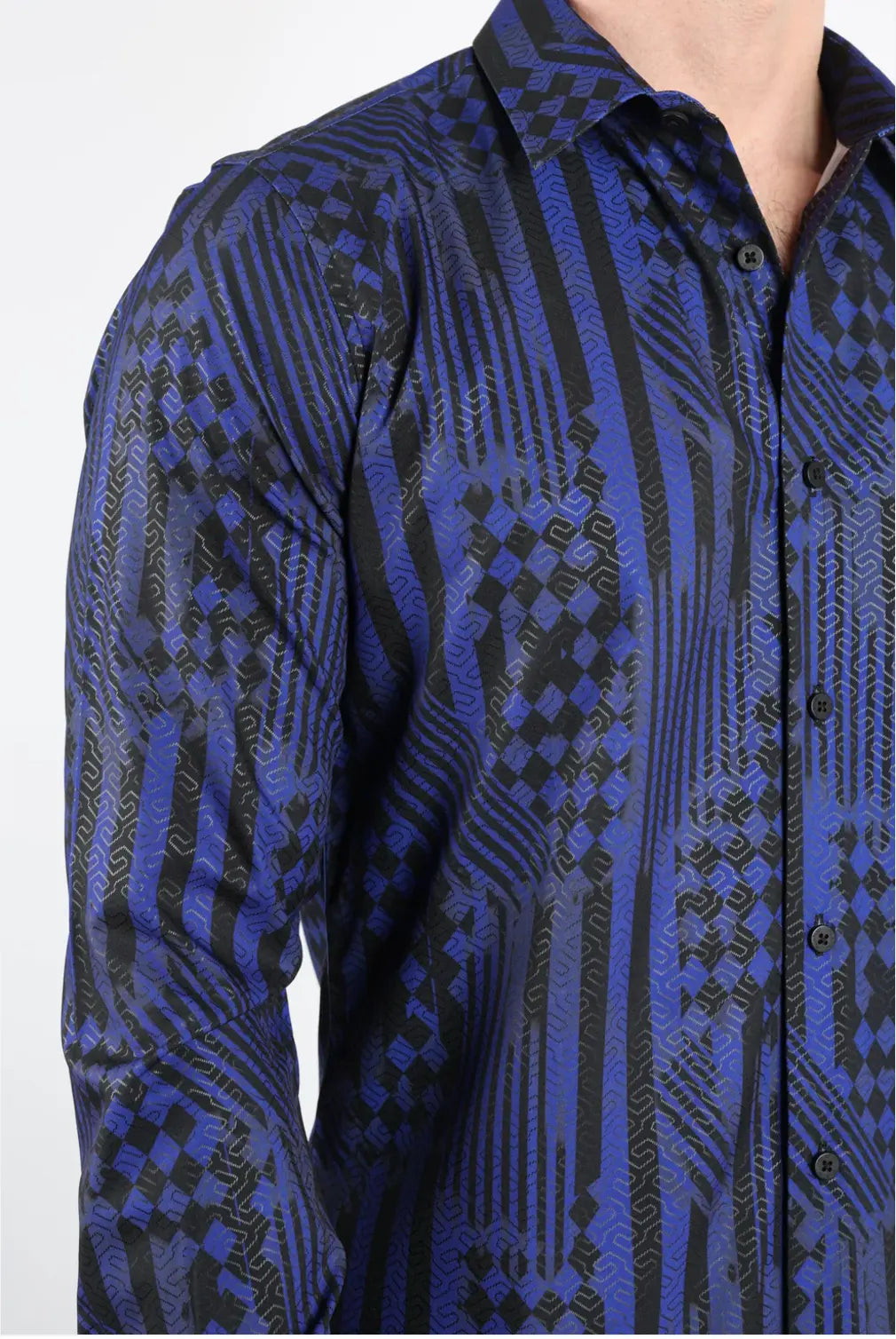 Platini Mens Modern Fit Stretch Foiled Navy Long Sleeve Shirt Sanchez Brothers Western Wear Aurora