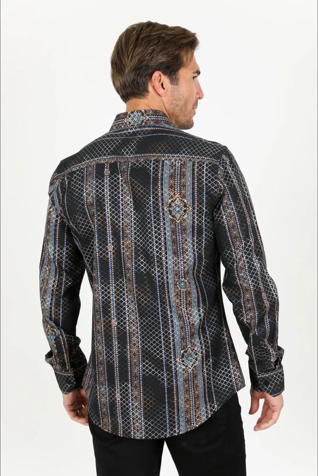Platini Modern Fit Stretch Foiled Shirt - Black Platini