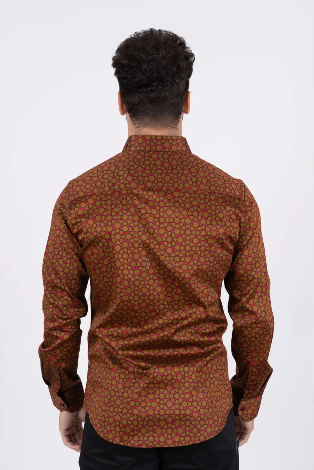 Platini Small Print Satin Cotton/Spandex Long Sleeve Shirt Red Sanchez Brothers Western Wear Aurora
