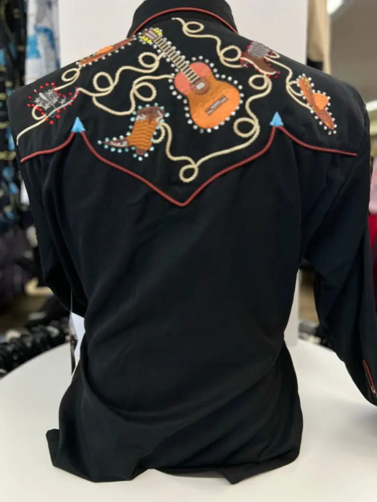 SCULLY MEN'S EMBROIDERED SCROLL LONG SLEEVE SNAP WESTERN SHIRT Orange Scully