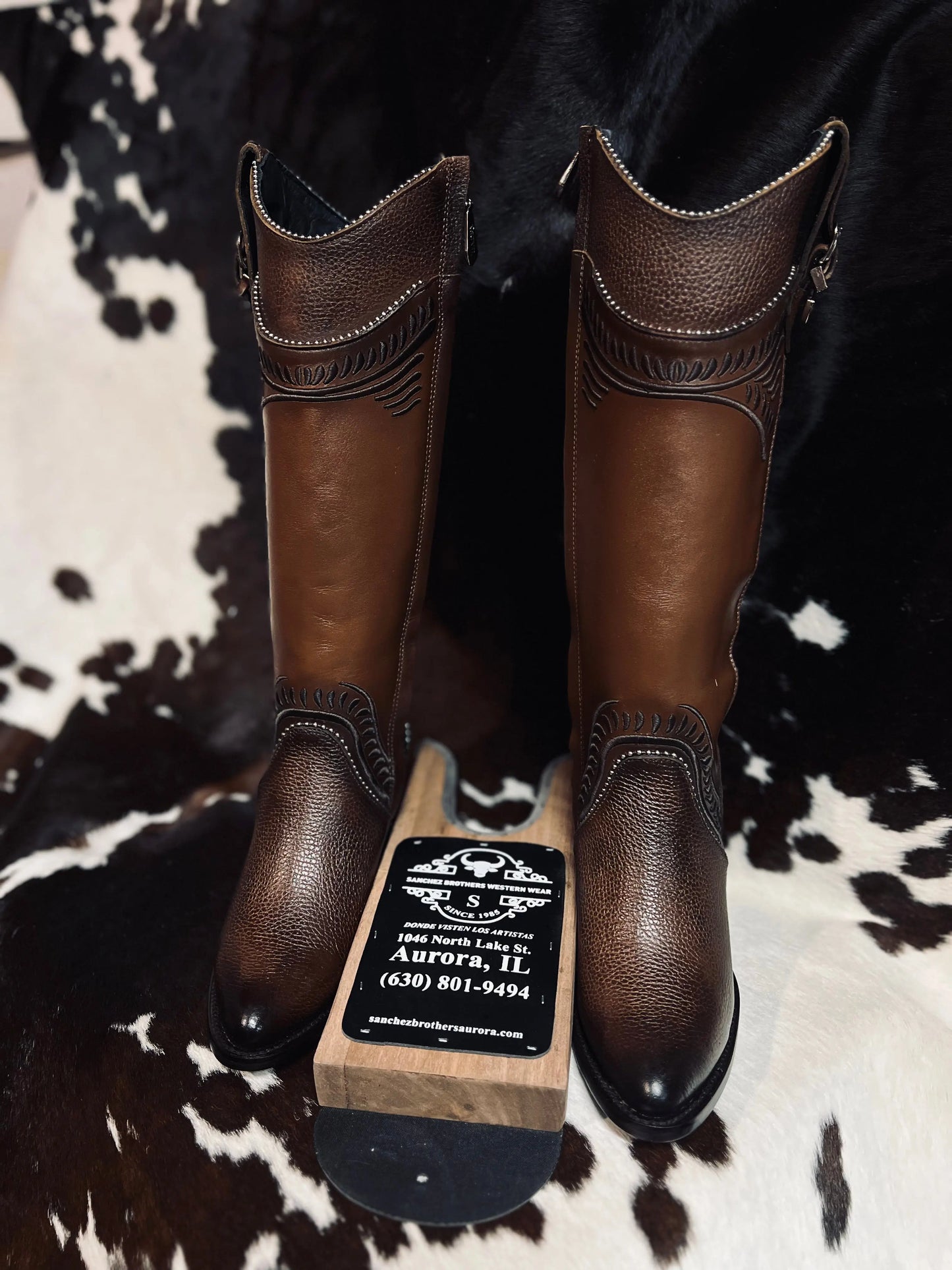 Cuadra CU583 Honey Embroidered Knee-High Boot Cuadra