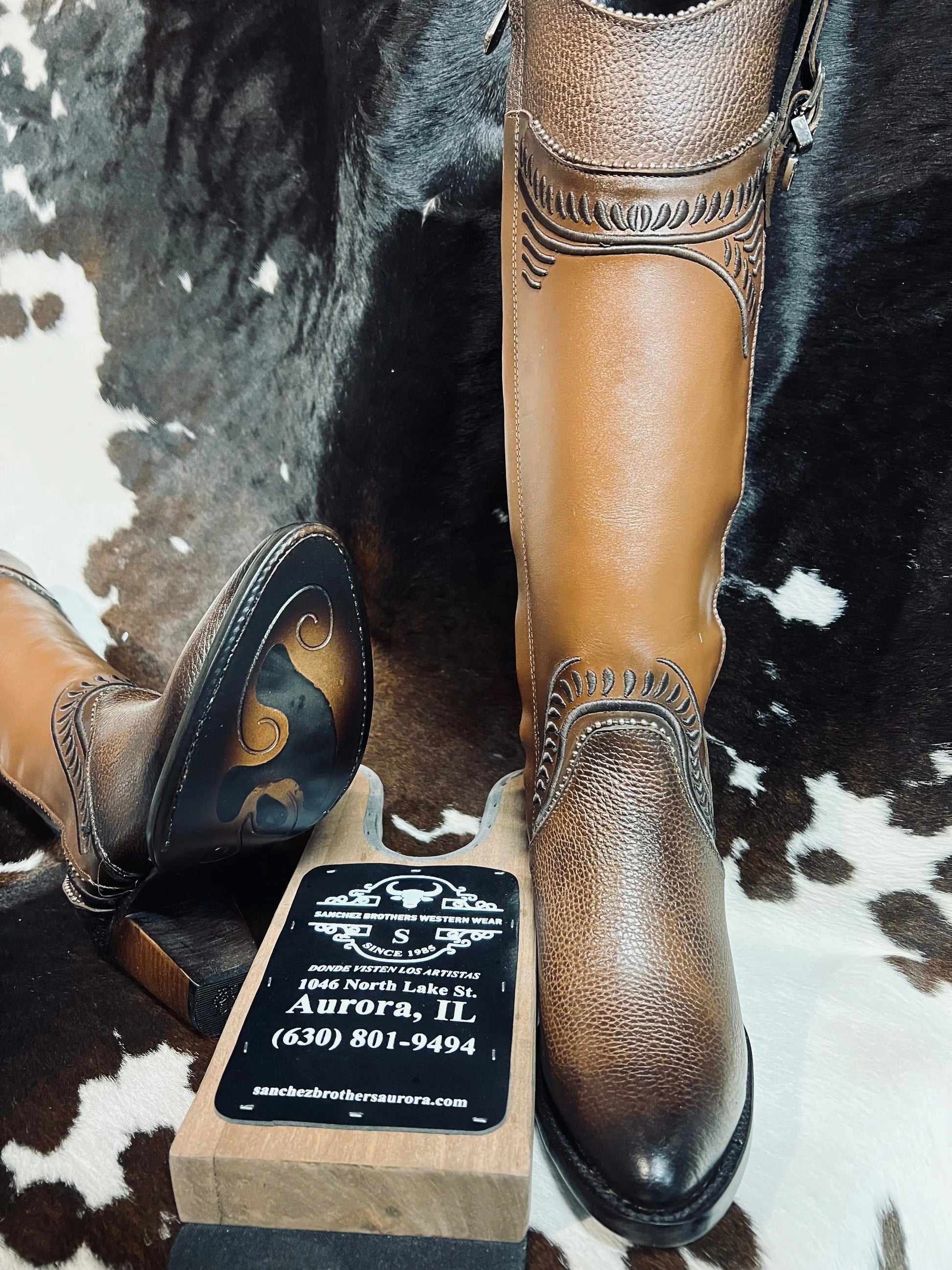 Cuadra CU583 Honey Embroidered Knee-High Boot Cuadra