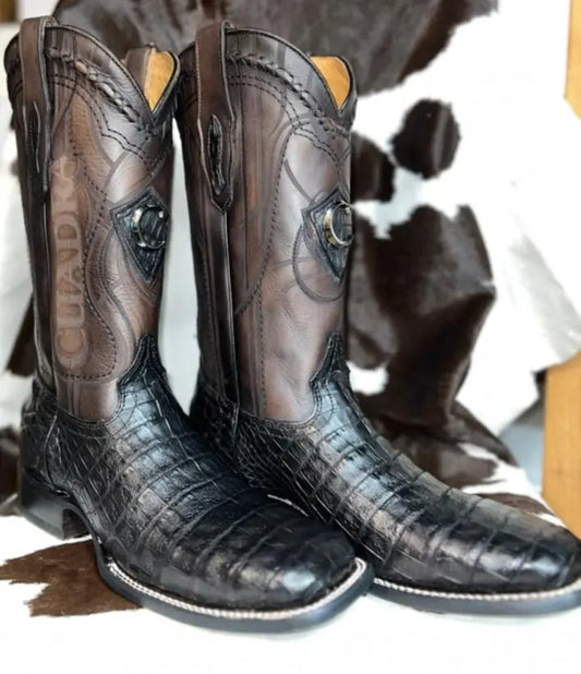Cuadra Caiman Aligator Wide Sqaure Toe Black Sanchez Brothers Western Wear Aurora