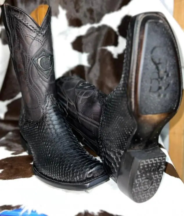 Cuadra Python Narrow Square Toe Black Sanchez Brothers Western Wear Aurora