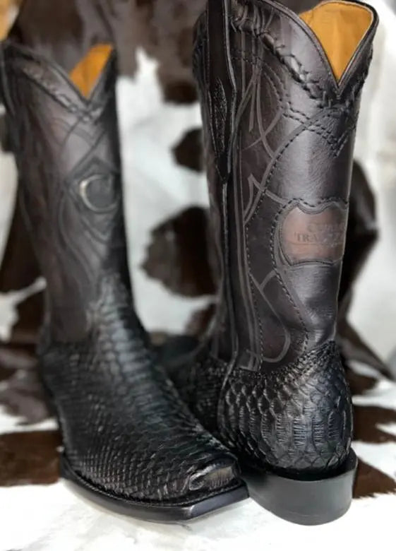 Cuadra Python Narrow Square Toe Black Sanchez Brothers Western Wear Aurora
