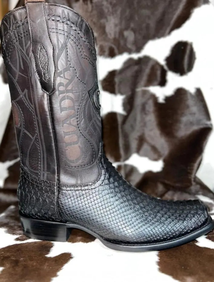 Cuadra Python Narrow Square Toe Black Sanchez Brothers Western Wear Aurora