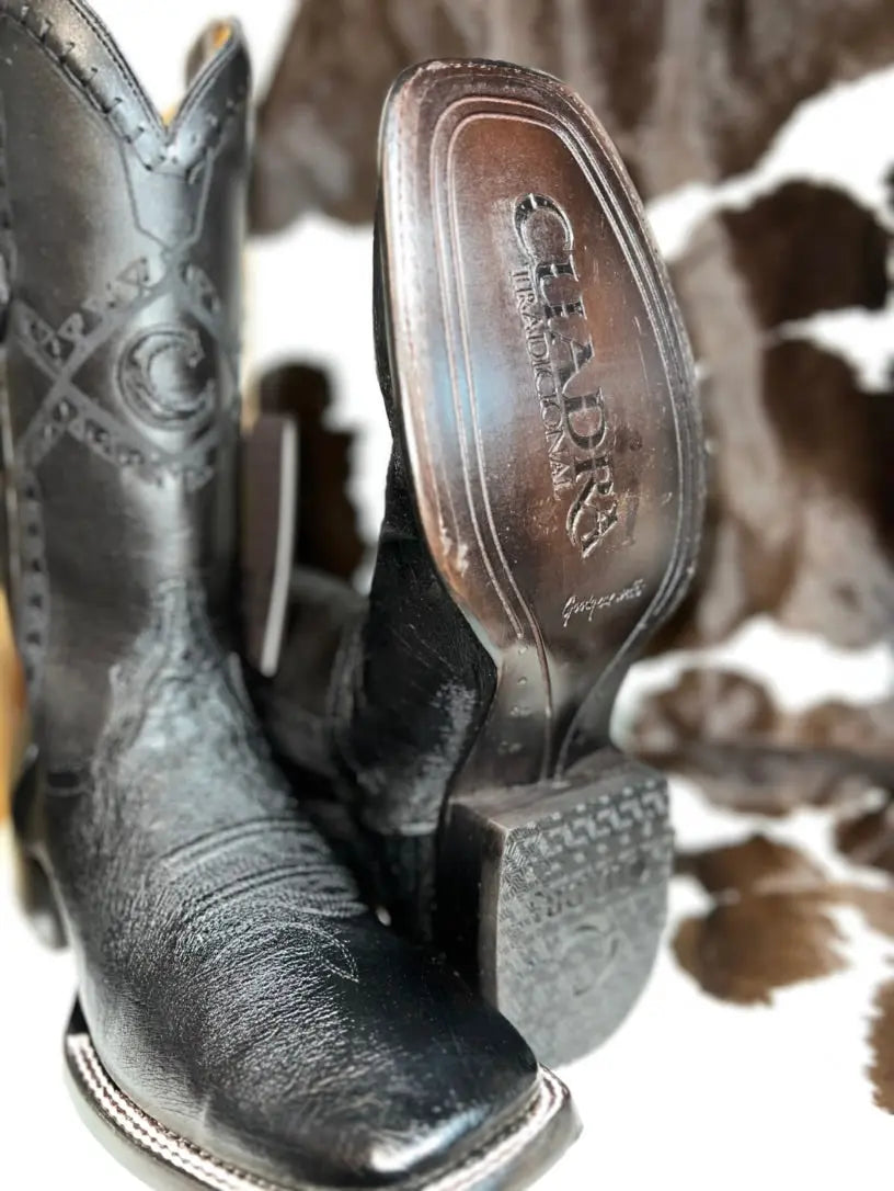 Cuadra Smooth Ostrich Wide Squar Toe Black Sanchez Brothers Western Wear Aurora