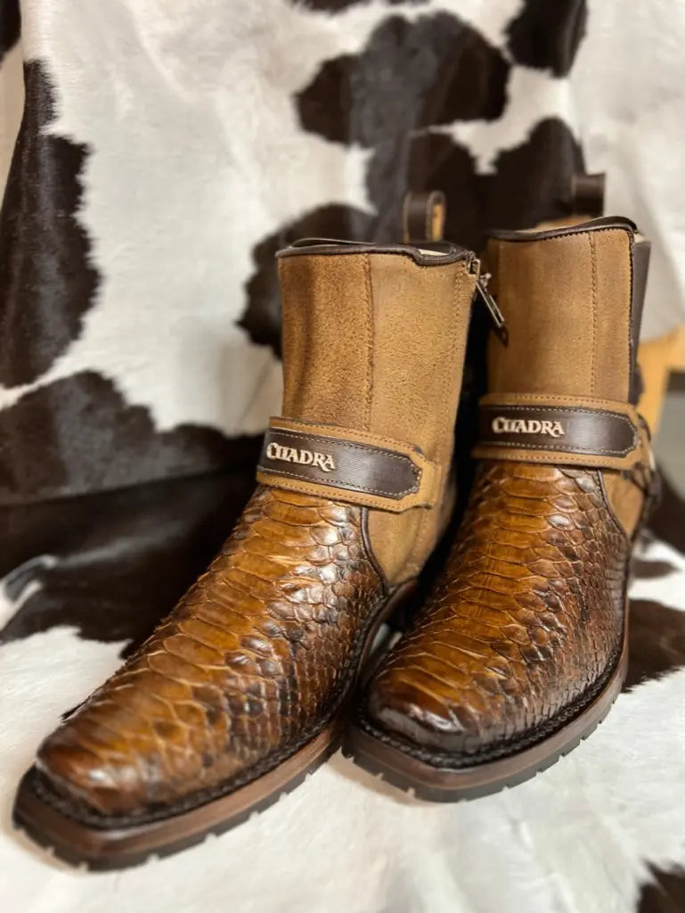 Cuadra Urban Python Low Cut Zipper Chelsea Boot Brown Cuadra