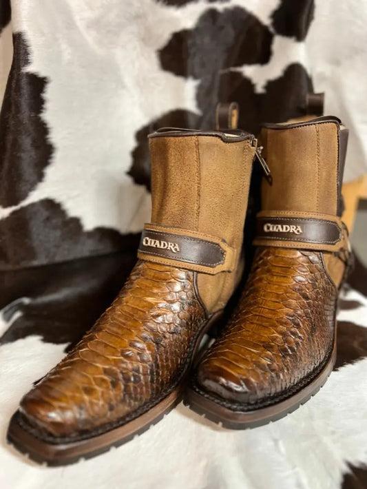 Cuadra Urban Python Low Cut Zipper Chelsea Boot Brown Cuadra