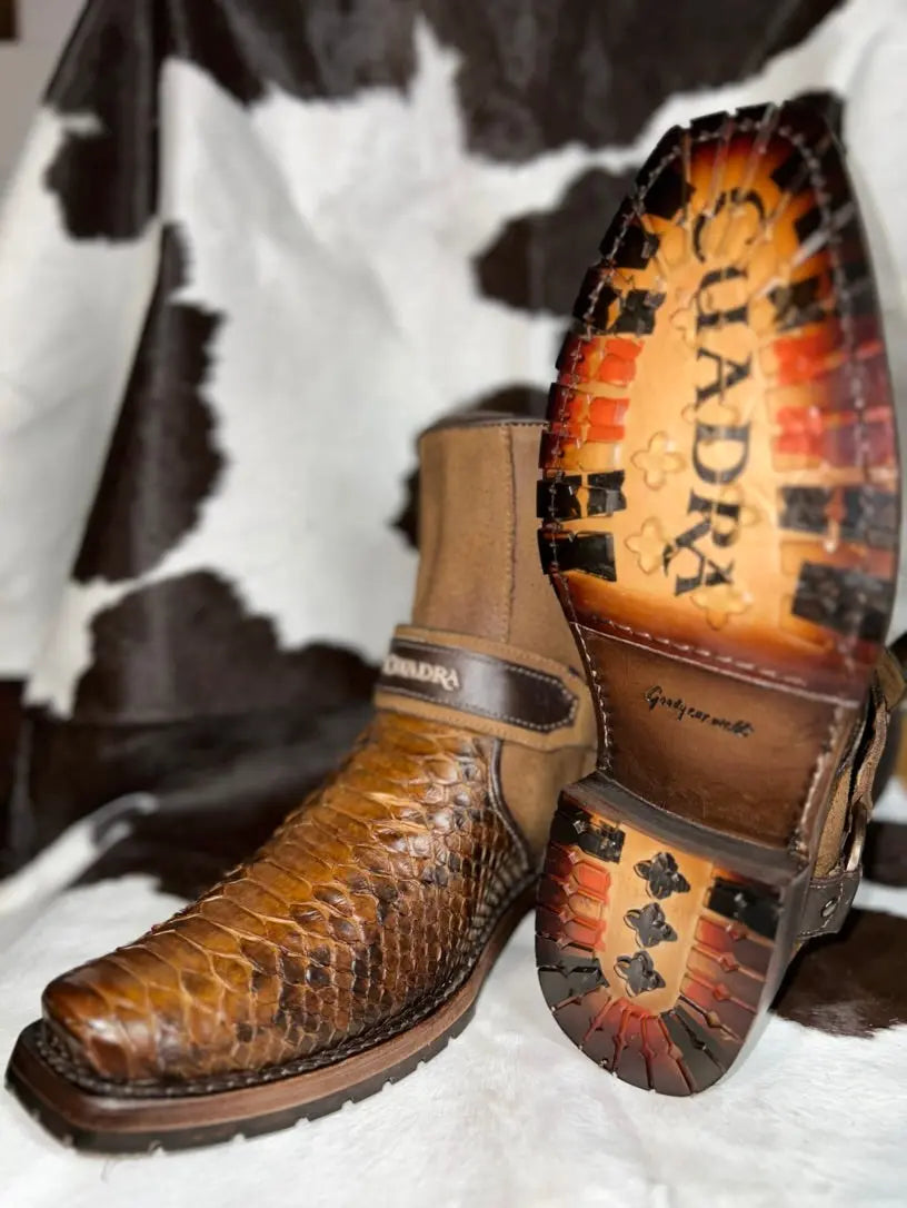 Cuadra Urban Python Low Cut Zipper Chelsea Boot Brown