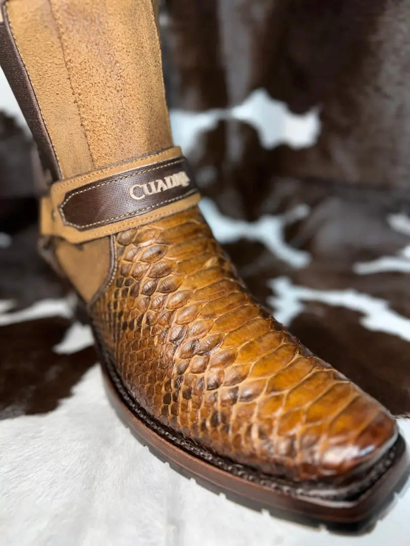 Cuadra Urban Python Low Cut Zipper Chelsea Boot Brown Cuadra