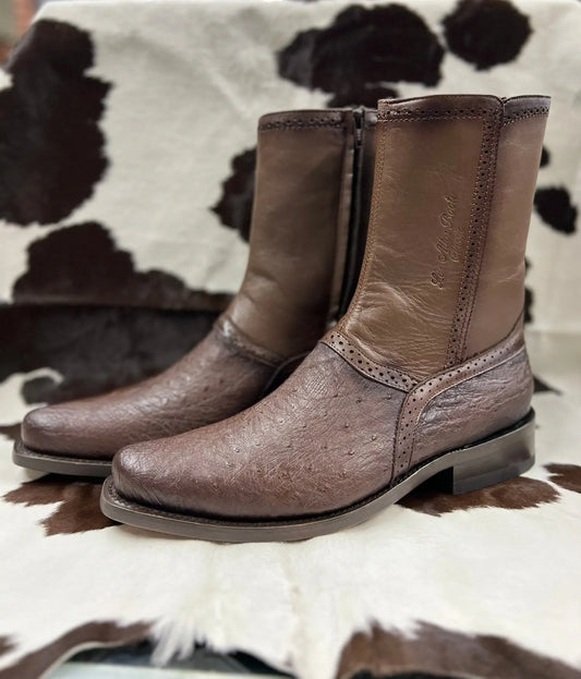 LOS ALTOS SMOOTH OSTRICH DRESS BOOT ZIPPER BROWN Los Altos