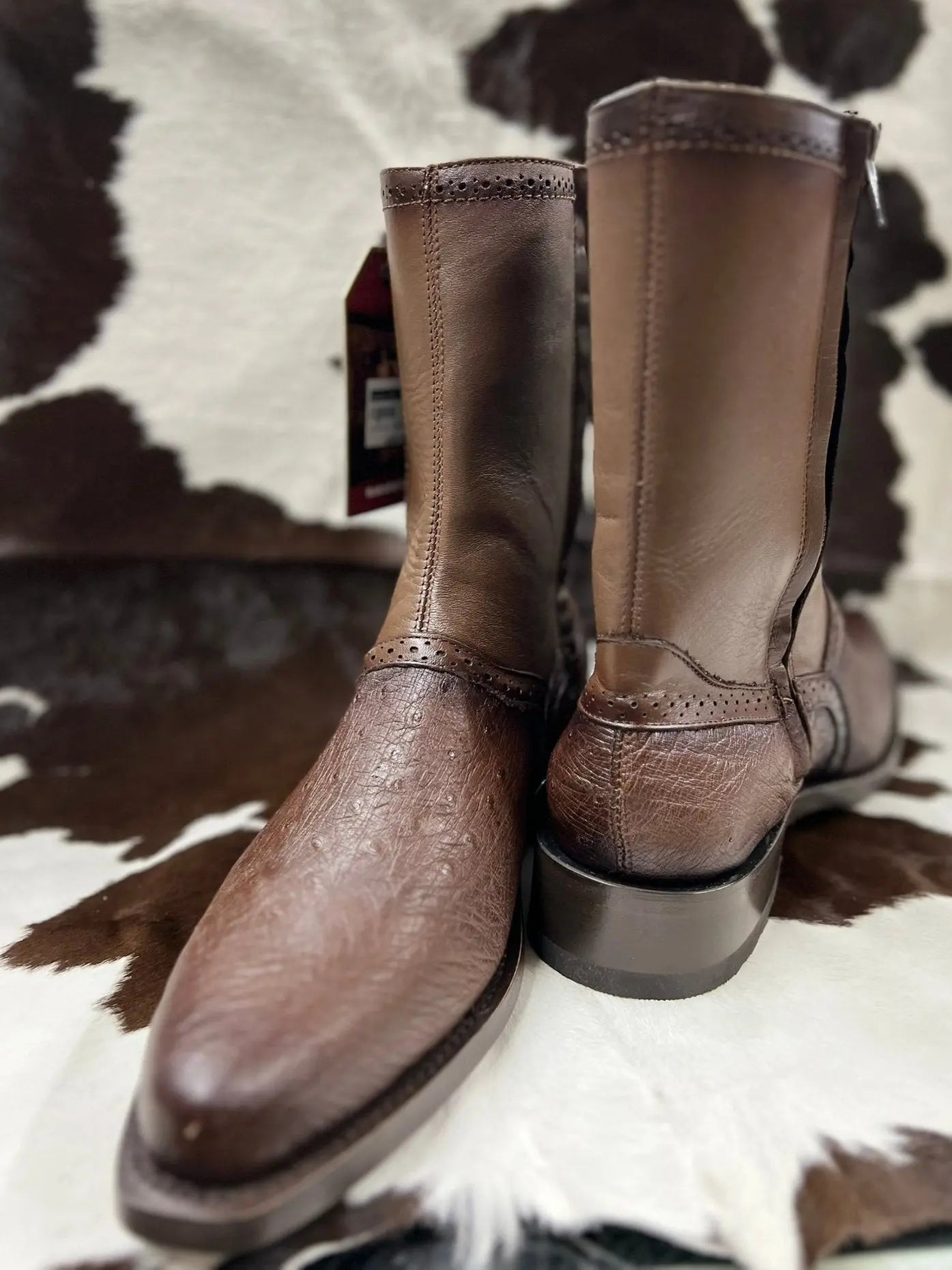 LOS ALTOS SMOOTH OSTRICH DRESS BOOT ZIPPER BROWN Los Altos