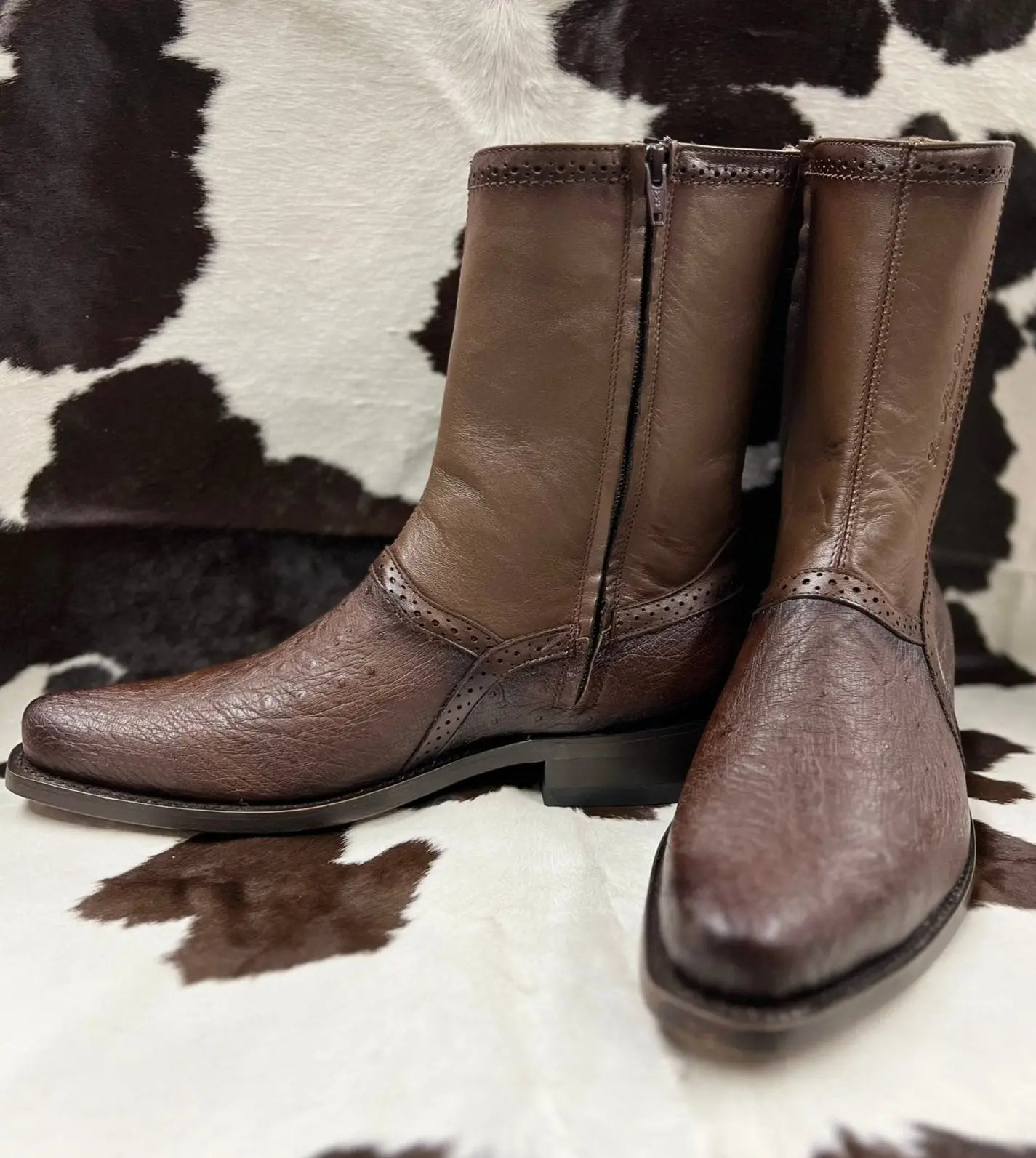 LOS ALTOS SMOOTH OSTRICH DRESS BOOT ZIPPER BROWN Los Altos