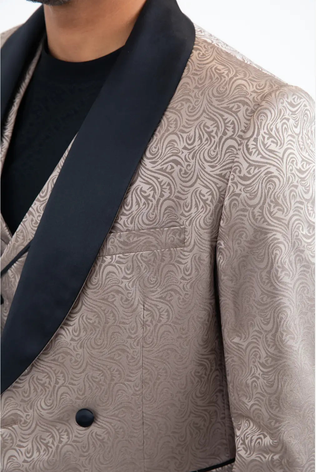 Men Patterned Khaki Double-Breasted Blazer & Vest Set Sanchez Brothers Western Wear Aurora