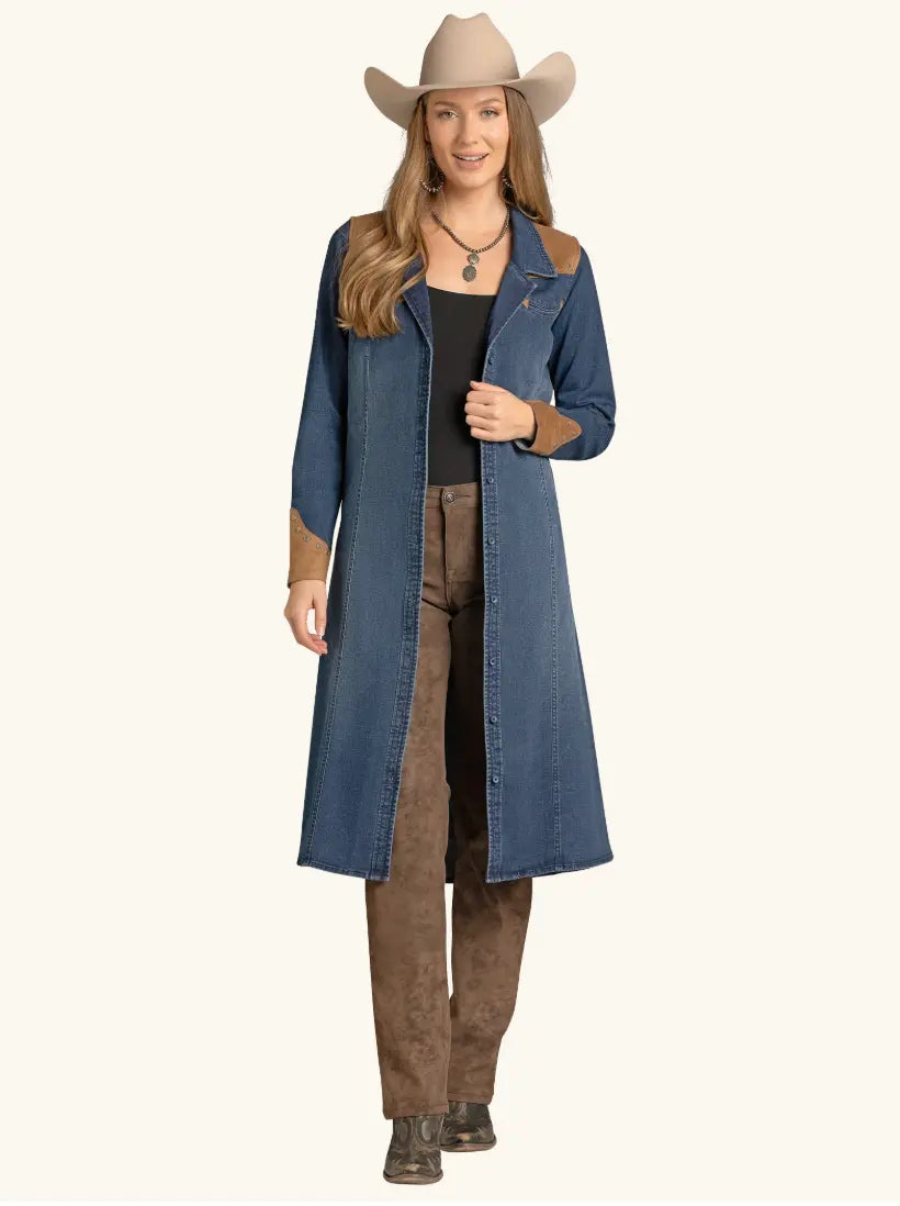 cute banquet dresses Panhandle Slim Women's Denim Dress (Size: XXL, Color: DENIM)