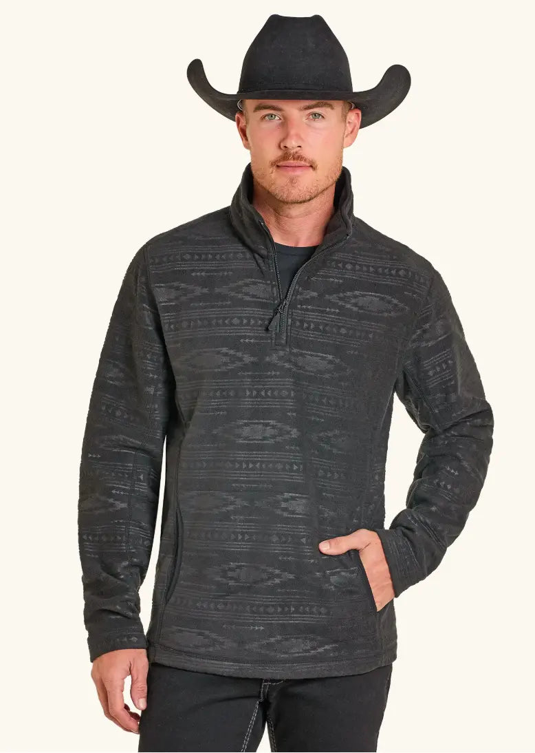 Panhandle Men's Embossed Aztec Fleece Pullover Sanchez Brothers Western Wear Aurora