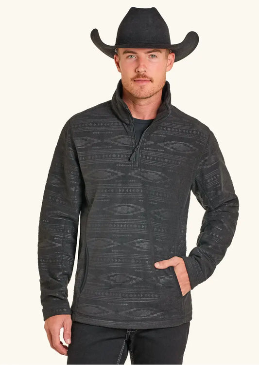 Panhandle Men's Embossed Aztec Fleece Pullover Sanchez Brothers Western Wear Aurora