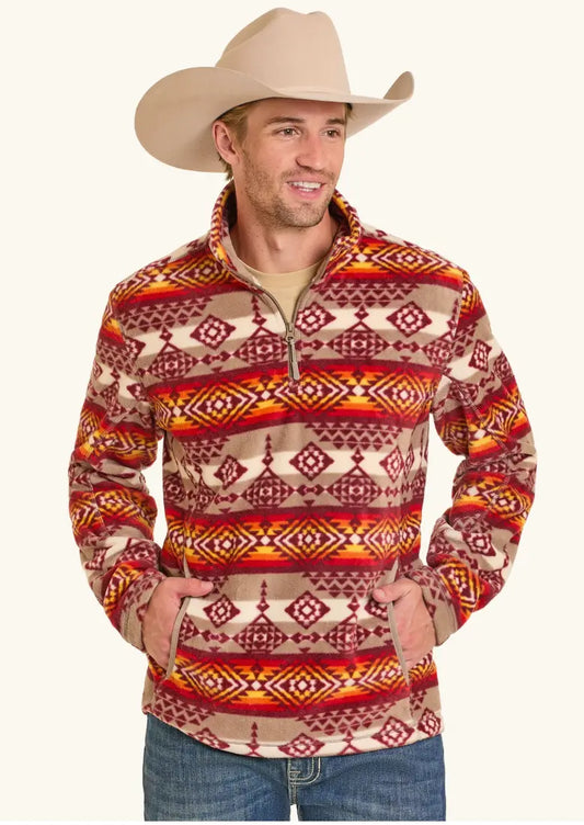 Panhandle Men's Fleece Aztec Print Pullover Sanchez Brothers Western Wear Aurora
