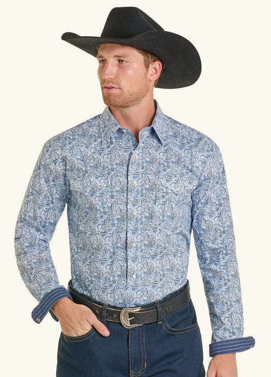 Panhandle Slim Rough Stock Paisley Blues Long Sleeve Snap Shirt Sanchez Brothers Western Wear Aurora
